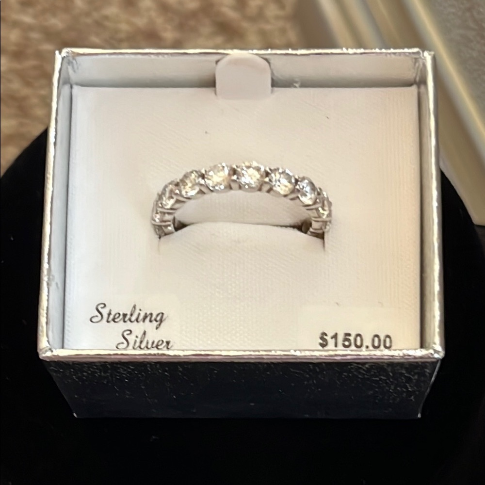 Sterling CZ Eternity Band Ring Size 10 NEW